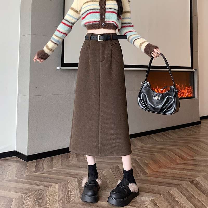 キレイめファッション きれいめウールロングプリーツスカート