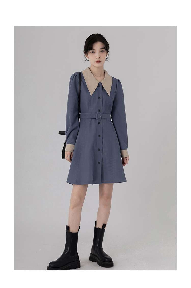 キレイめファッション 上品シルエットきれいめシャツワンピース