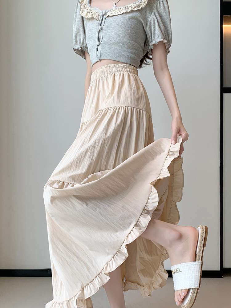 キレイめファッション  きれいめカジュアルティアードロングスカート