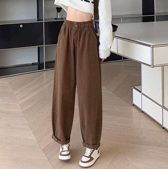 キレイめファッション きれいめコーデュロイワイドパンツ