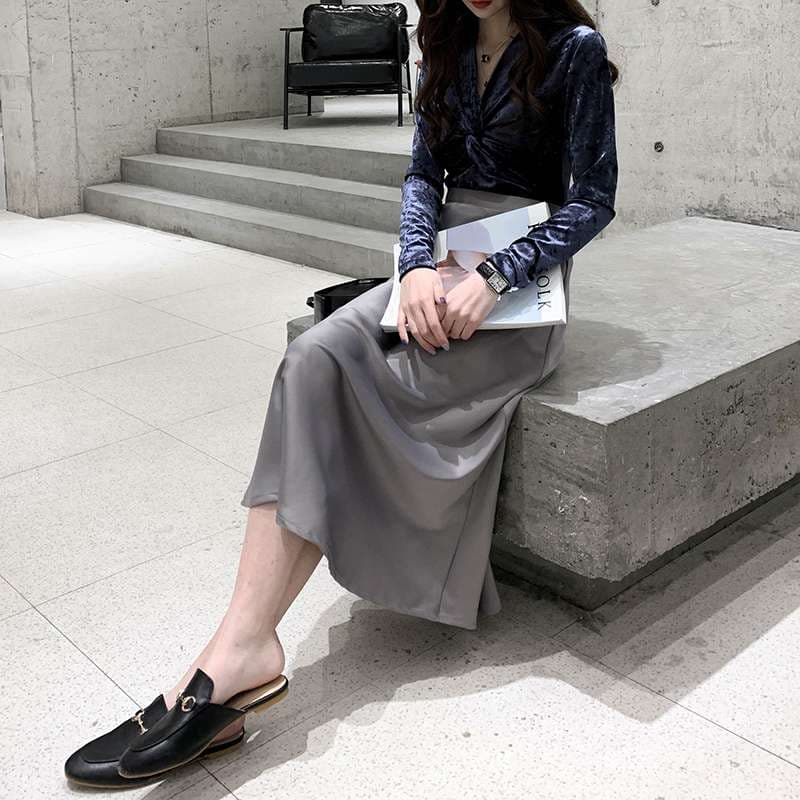 キレイめファッション  エレガントフレアロングスカート