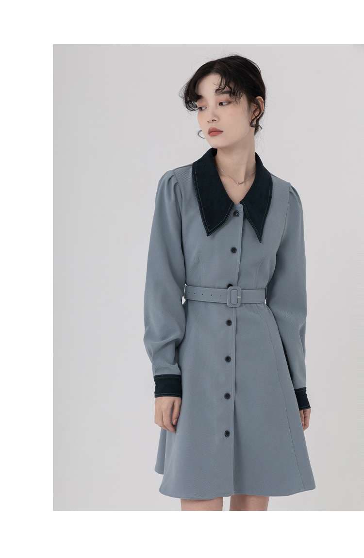 キレイめファッション 上品シルエットきれいめシャツワンピース
