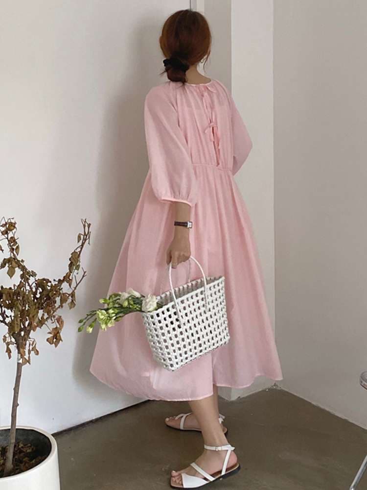 キレイめファッション  ふんわりシルエットリラックスワンピース