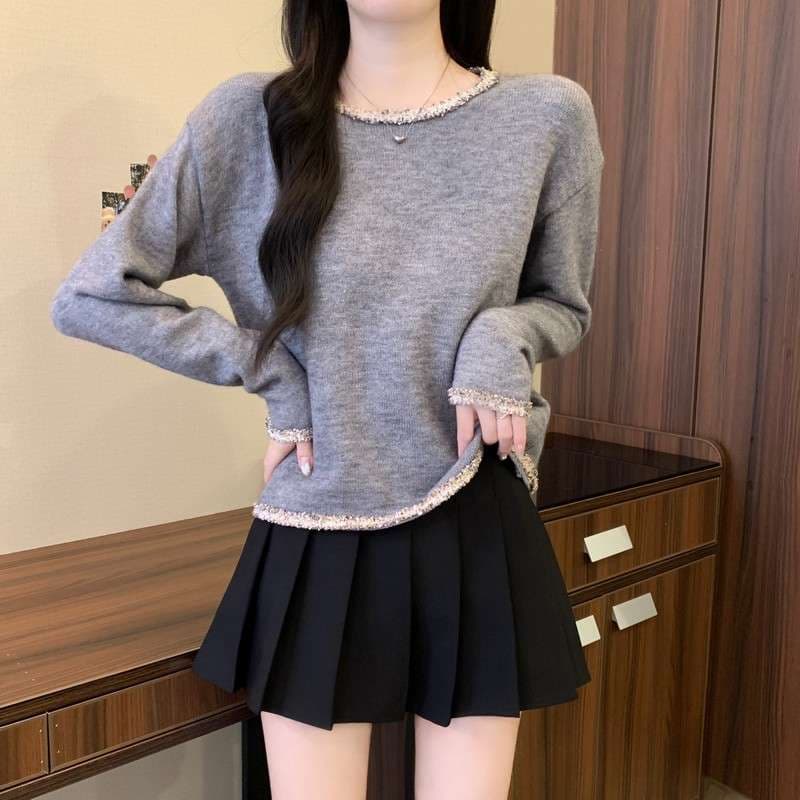 キレイめファッション トリミングデザインきれいめニット