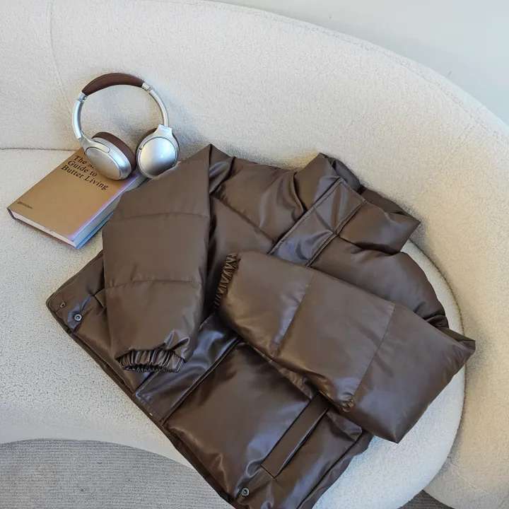 キレイめファッション ロールカラー軽量ショートダウンジャケット