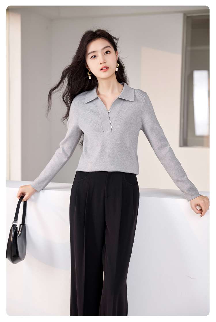 キレイめファッション  エレガントVネックニットプルオーバー