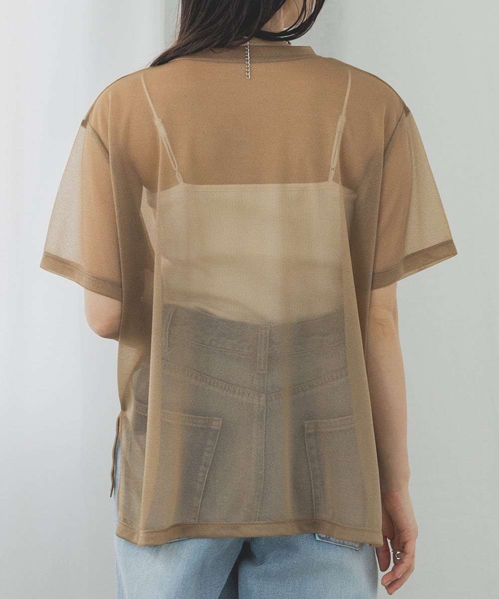 キレイめファッション シースルー重ね着風きれいめトップス