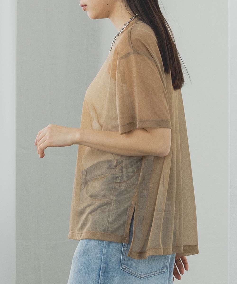 キレイめファッション シースルー重ね着風きれいめトップス