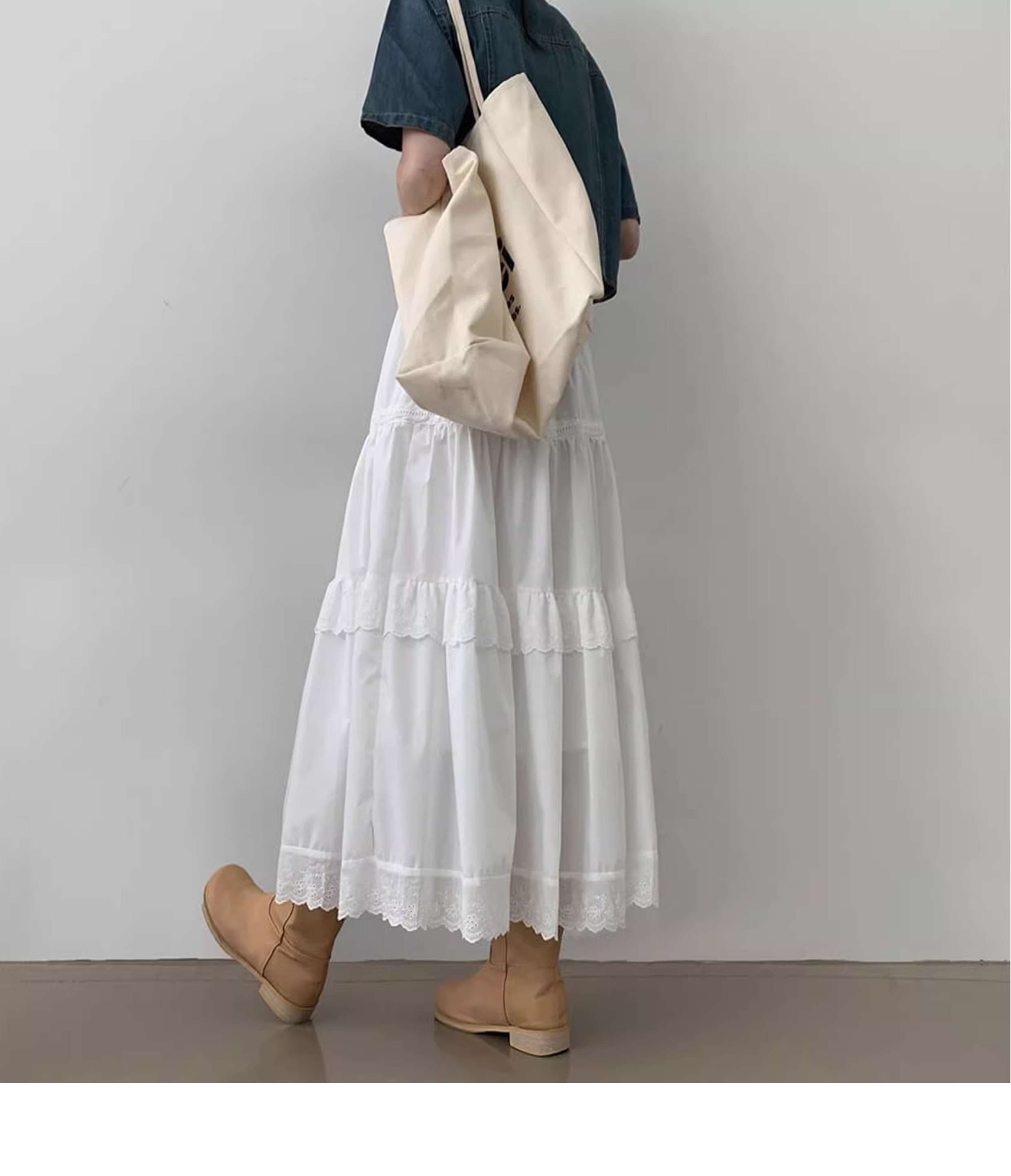 キレイめファッション  シフォンティアードレーススカート