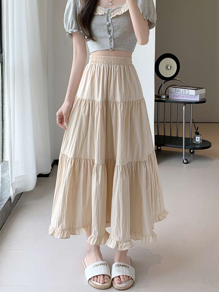 キレイめファッション  きれいめカジュアルティアードロングスカート