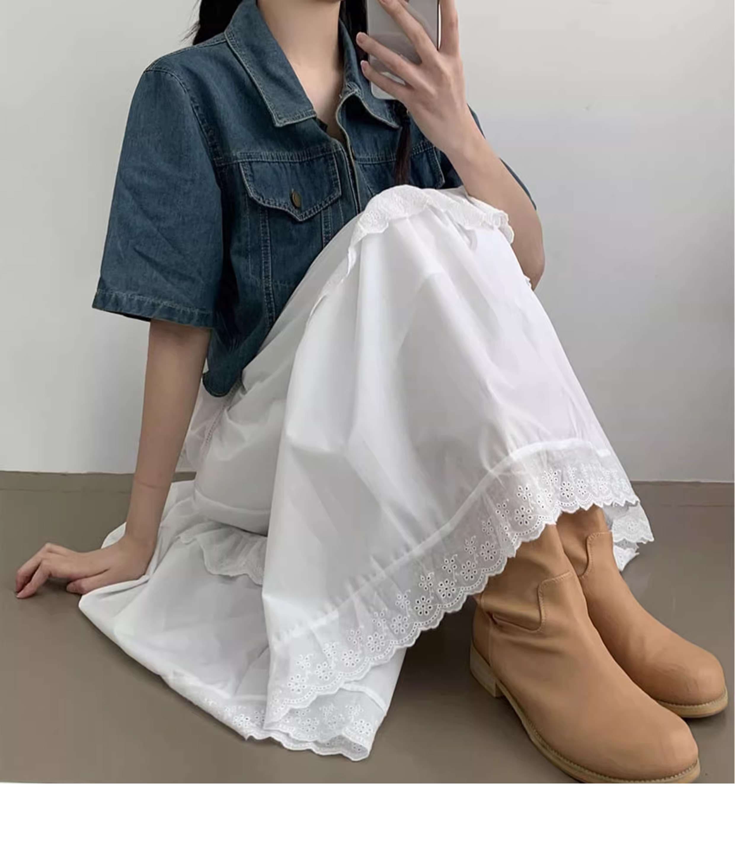 キレイめファッション  シフォンティアードレーススカート