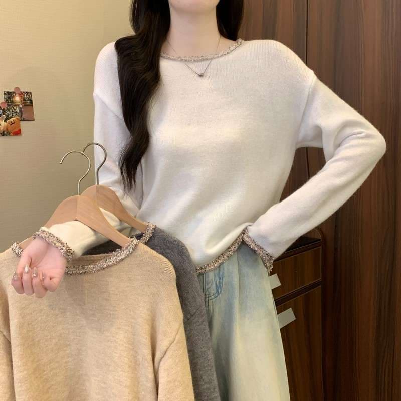 キレイめファッション トリミングデザインきれいめニット