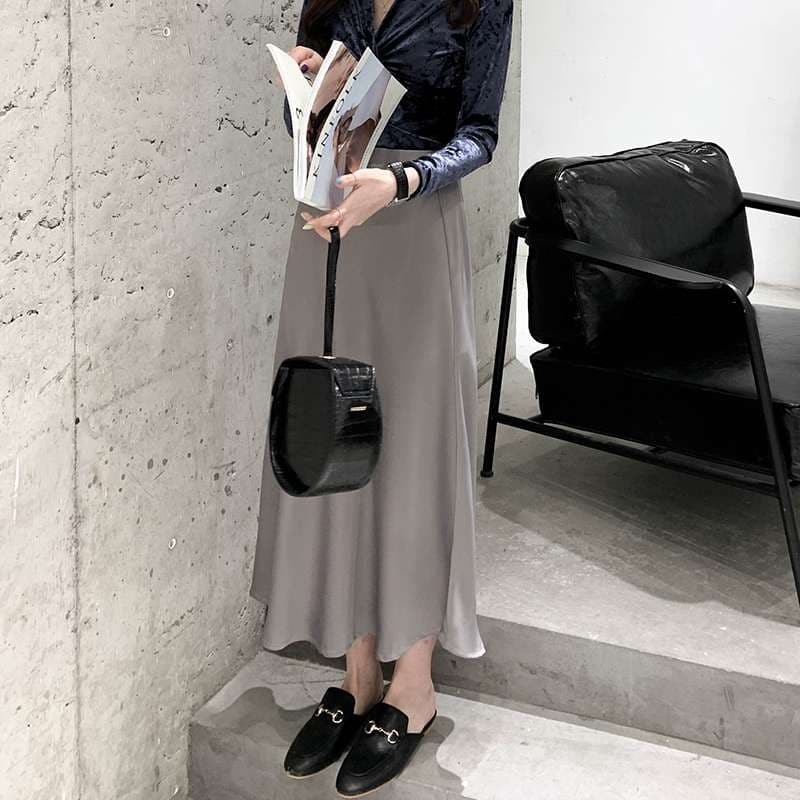 キレイめファッション  エレガントフレアロングスカート