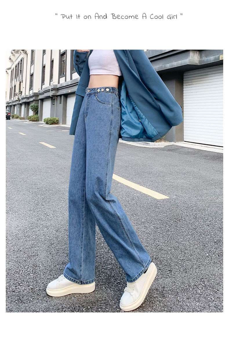 キレイめファッション  ハイウエストワイドデニムパンツ