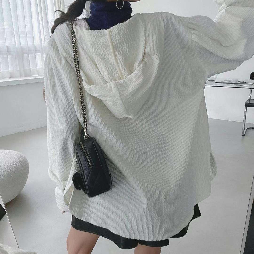 キレイめファッション コーデュロイ素材バルーン袖ベルトジャケット