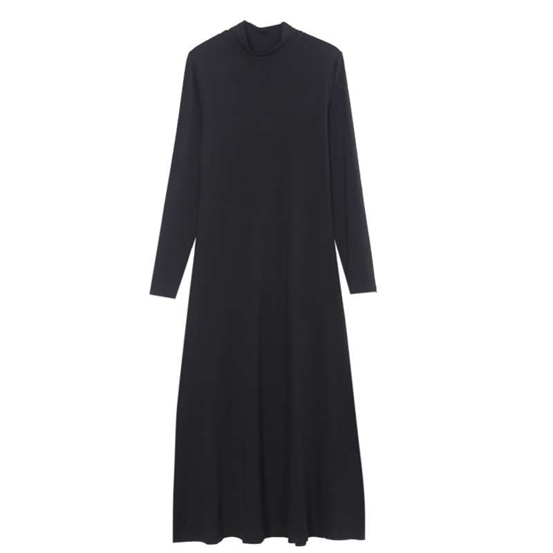 キレイめファッション きれいめシルエットモックネックニットワンピース