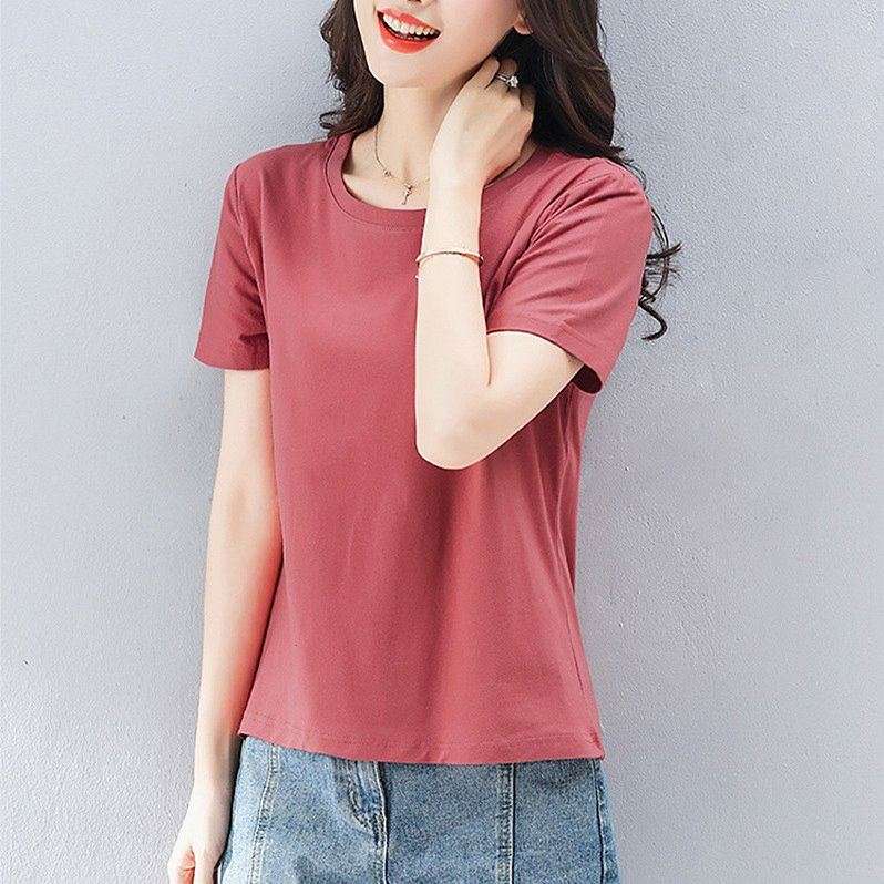 キレイめファッション  シンプルきれいめクルーネック半袖Tシャツ