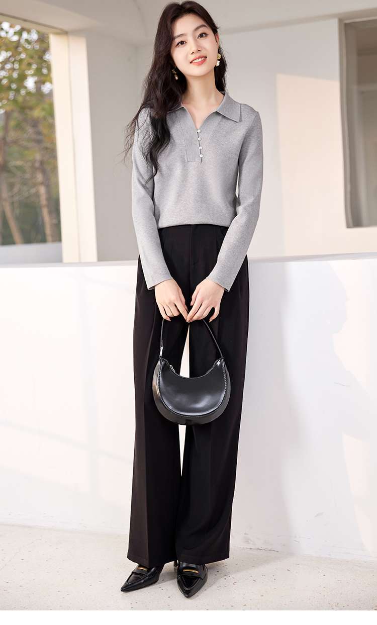 キレイめファッション  エレガントVネックニットプルオーバー