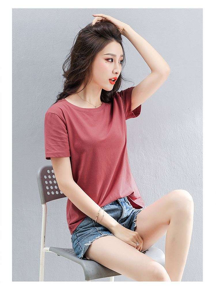 キレイめファッション  シンプルきれいめクルーネック半袖Tシャツ