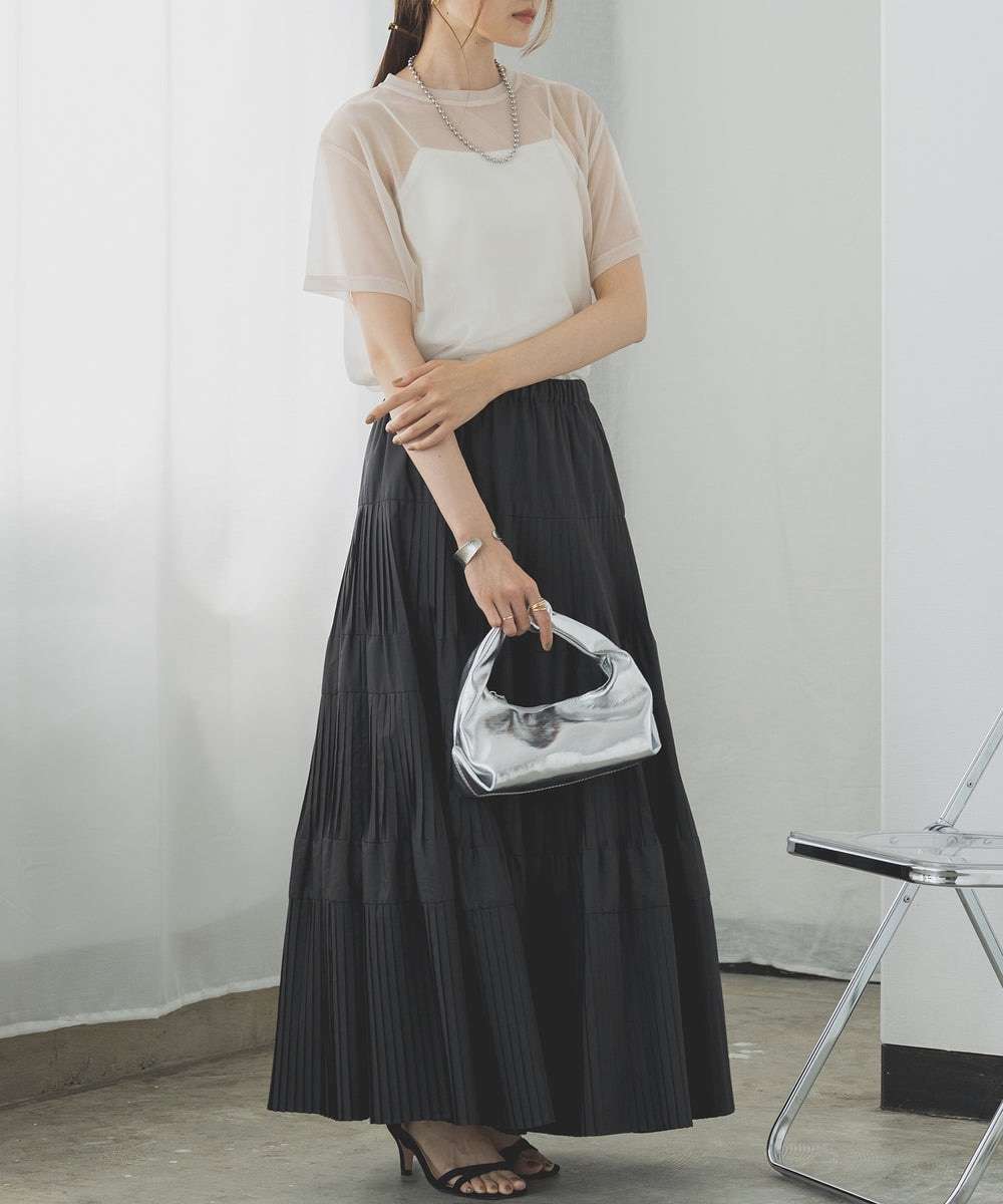 キレイめファッション シースルー重ね着風きれいめトップス