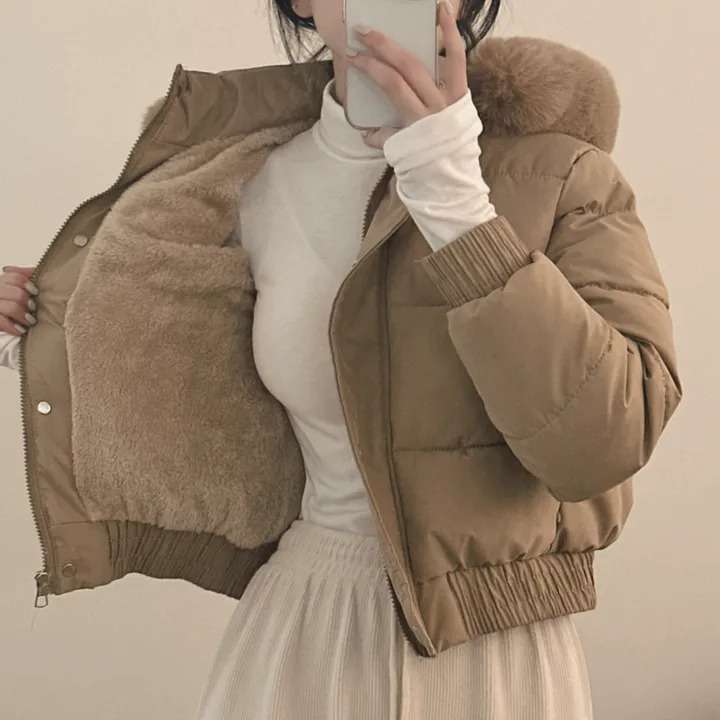 キレイめファッション きれいめ切替ボアショート丈ダウンブルゾン