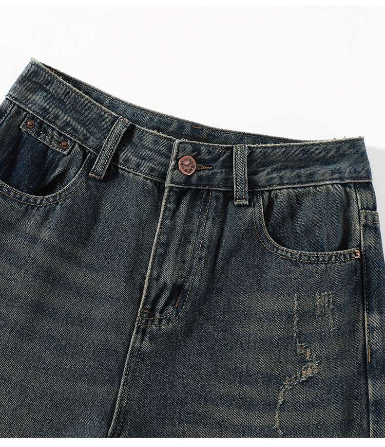 キレイめファッション ゆったりシルエットハイウエストきれいめデニムワイドパンツ