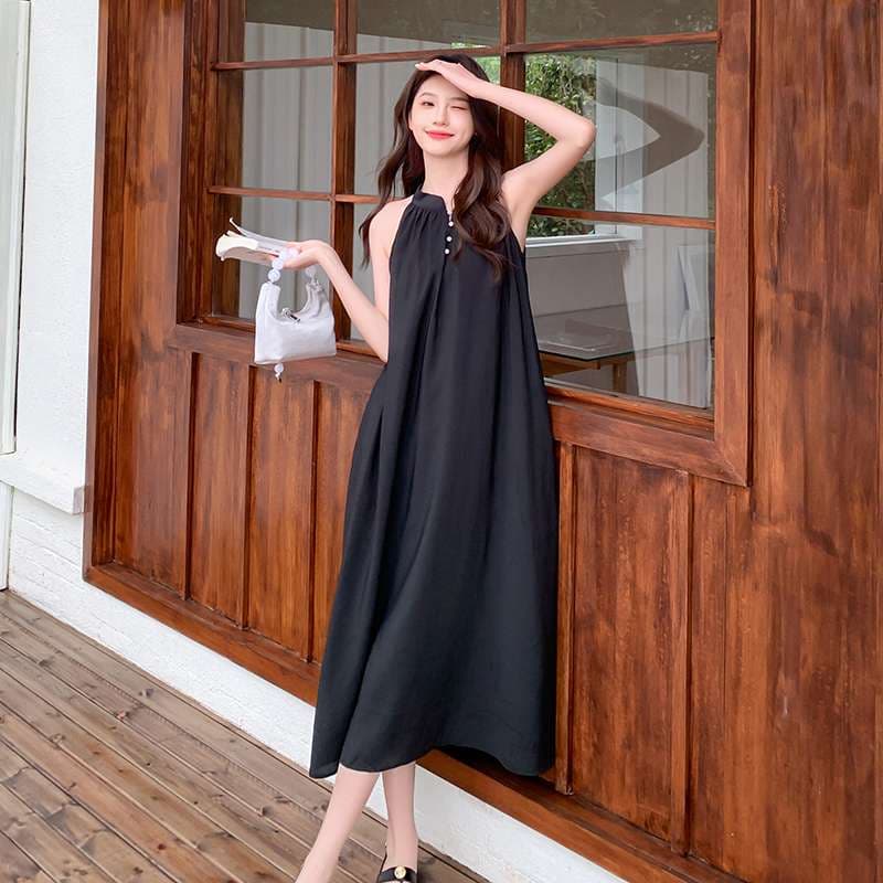 キレイめファッション  エレガントホルターネックマキシワンピース