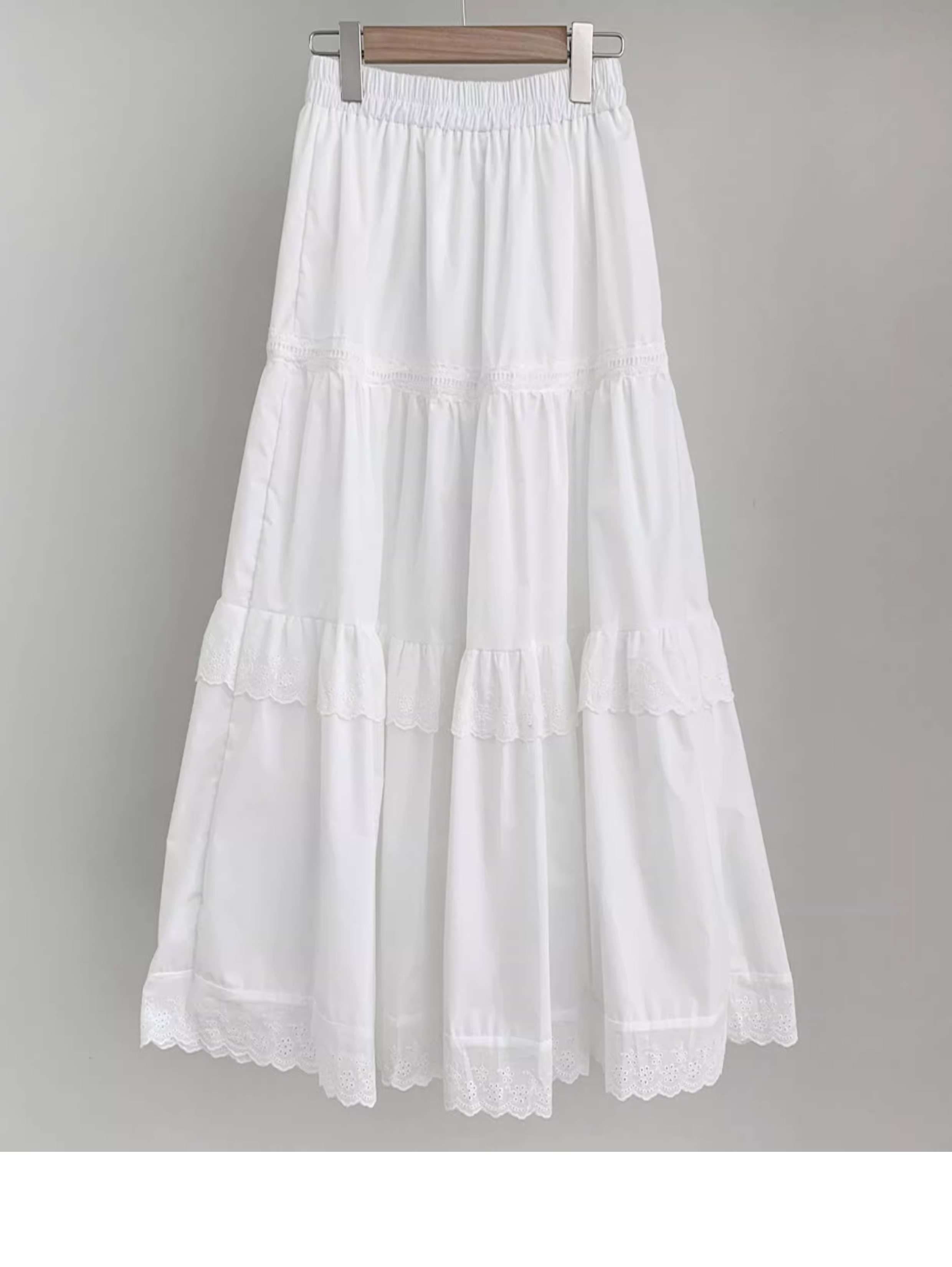 キレイめファッション  シフォンティアードレーススカート