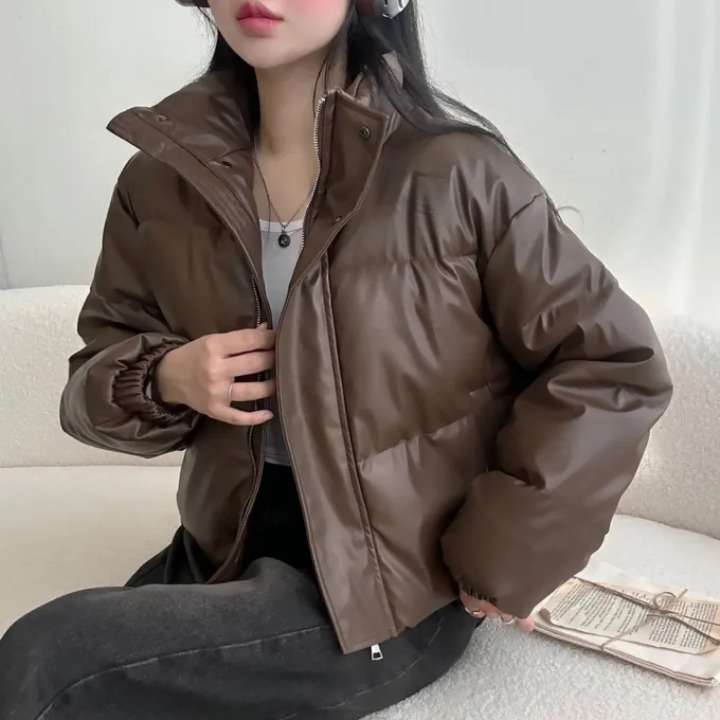 キレイめファッション ロールカラー軽量ショートダウンジャケット