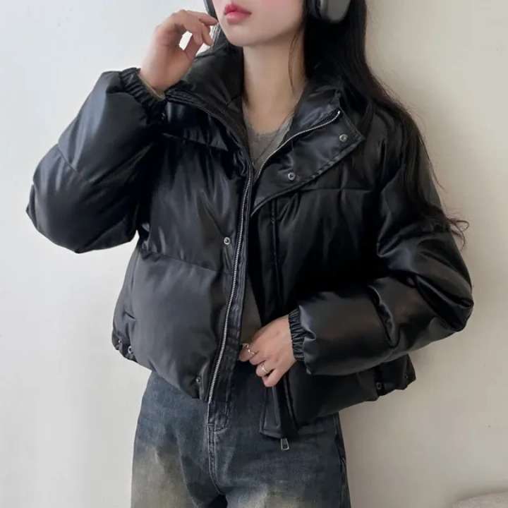 キレイめファッション ロールカラー軽量ショートダウンジャケット