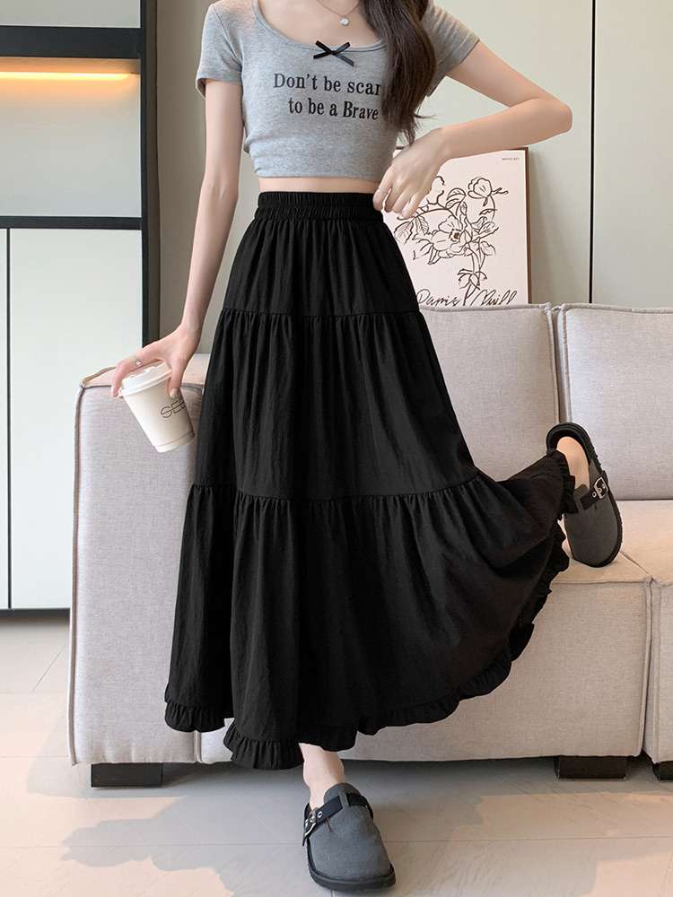 キレイめファッション  きれいめカジュアルティアードロングスカート