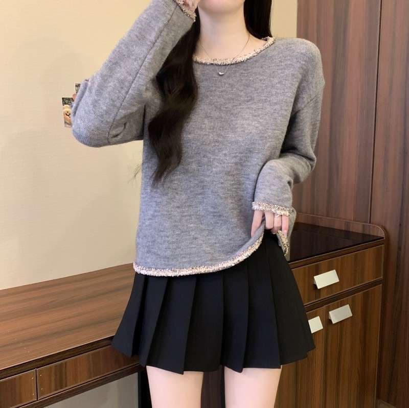 キレイめファッション トリミングデザインきれいめニット