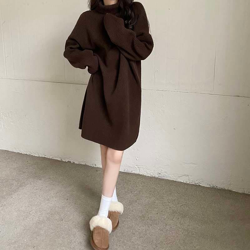 キレイめファッション シンプルきれいめリブニットワンピース