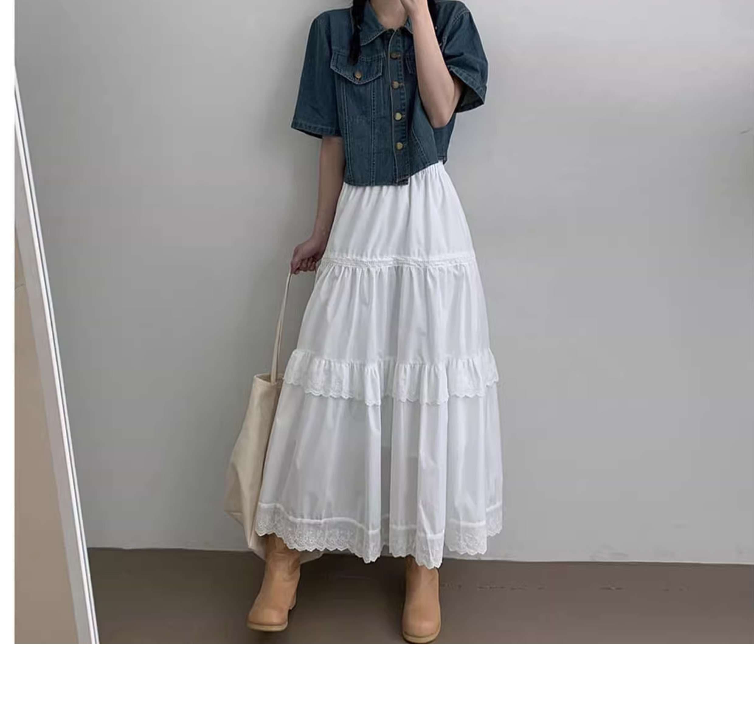 キレイめファッション  シフォンティアードレーススカート