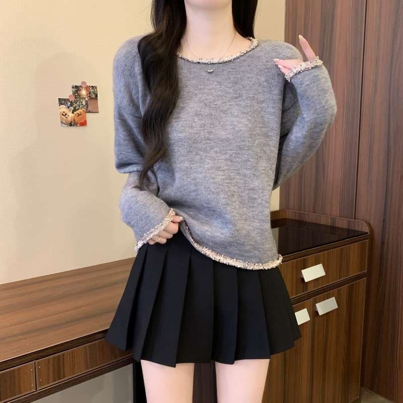 キレイめファッション トリミングデザインきれいめニット