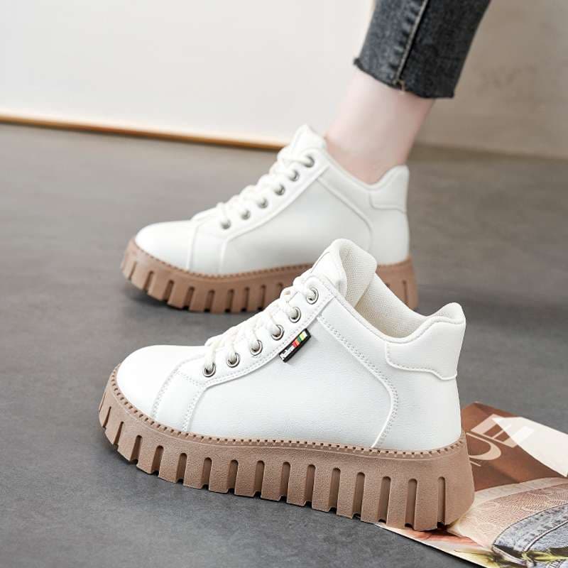 キレイめファッション 厚底ハイカットきれいめシンプルスニーカー