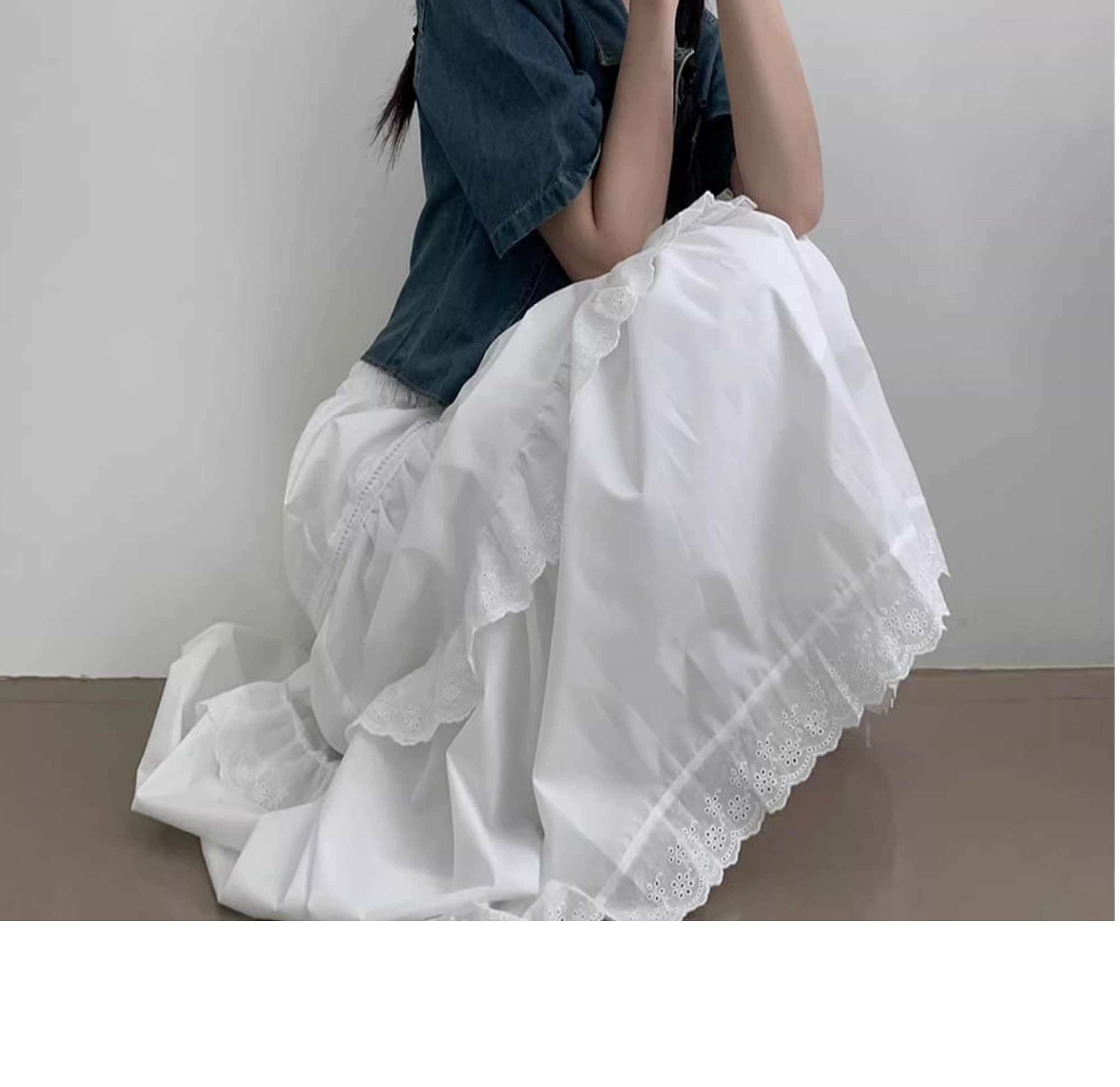 キレイめファッション  シフォンティアードレーススカート