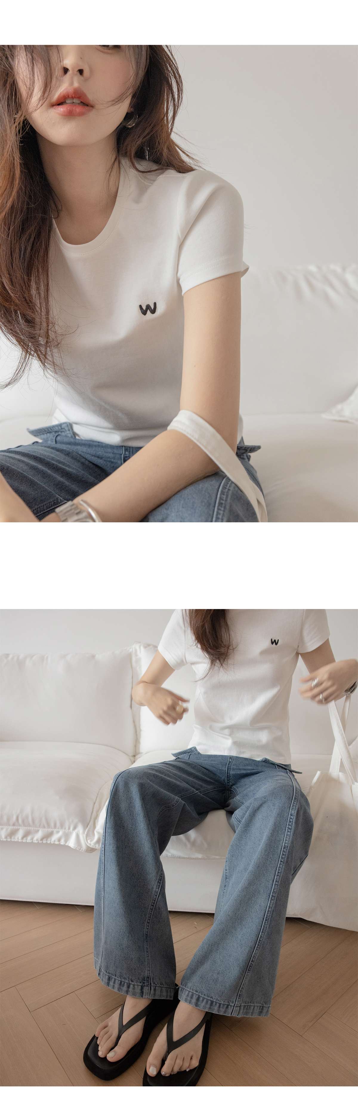 キレイめファッション シンプルワンポイントTシャツ