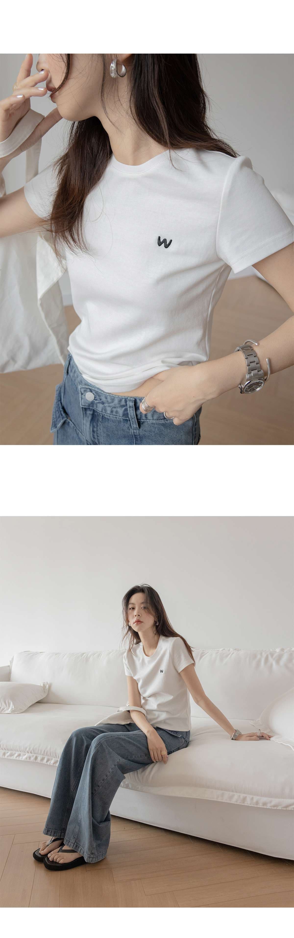 キレイめファッション シンプルワンポイントTシャツ