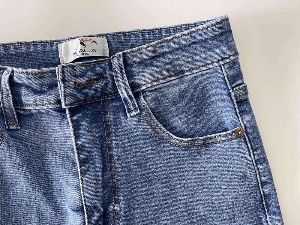 キレイめファッション きれいめストレートデニムパンツフルレングス