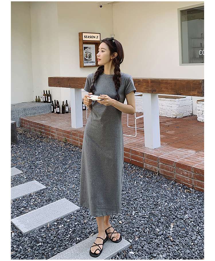 キレイめファッション シンプルロングTシャツワンピース