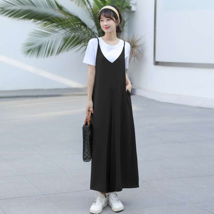 キレイめファッション オールインワンサロペットワイドレッグパンツ