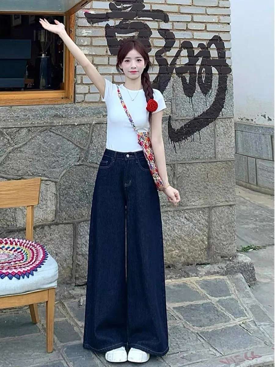 キレイめファッション きれいめハイウエストワイドデニムパンツ