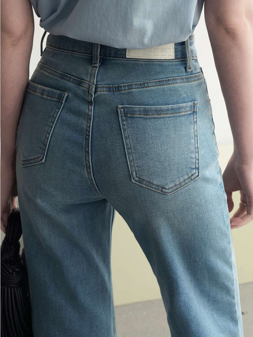 キレイめファッション きれいめストレートデニムパンツフルレングス