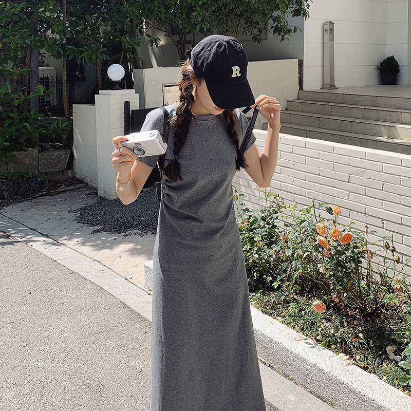 キレイめファッション シンプルロングTシャツワンピース