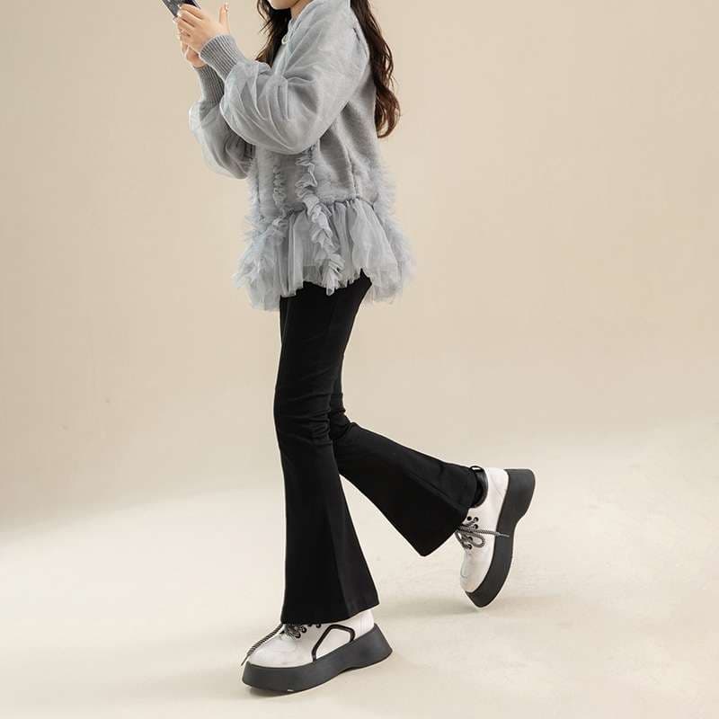 キレイめファッション ハイウエスト美脚ストレッチきれいめフレアパンツ