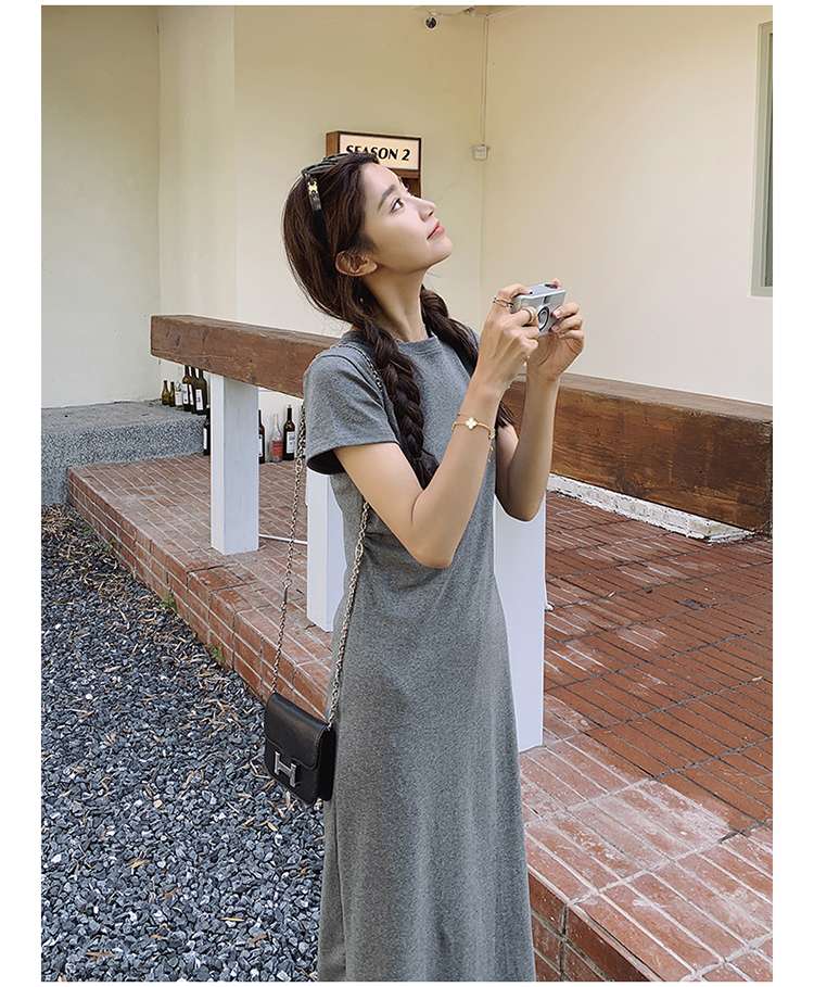 キレイめファッション シンプルロングTシャツワンピース