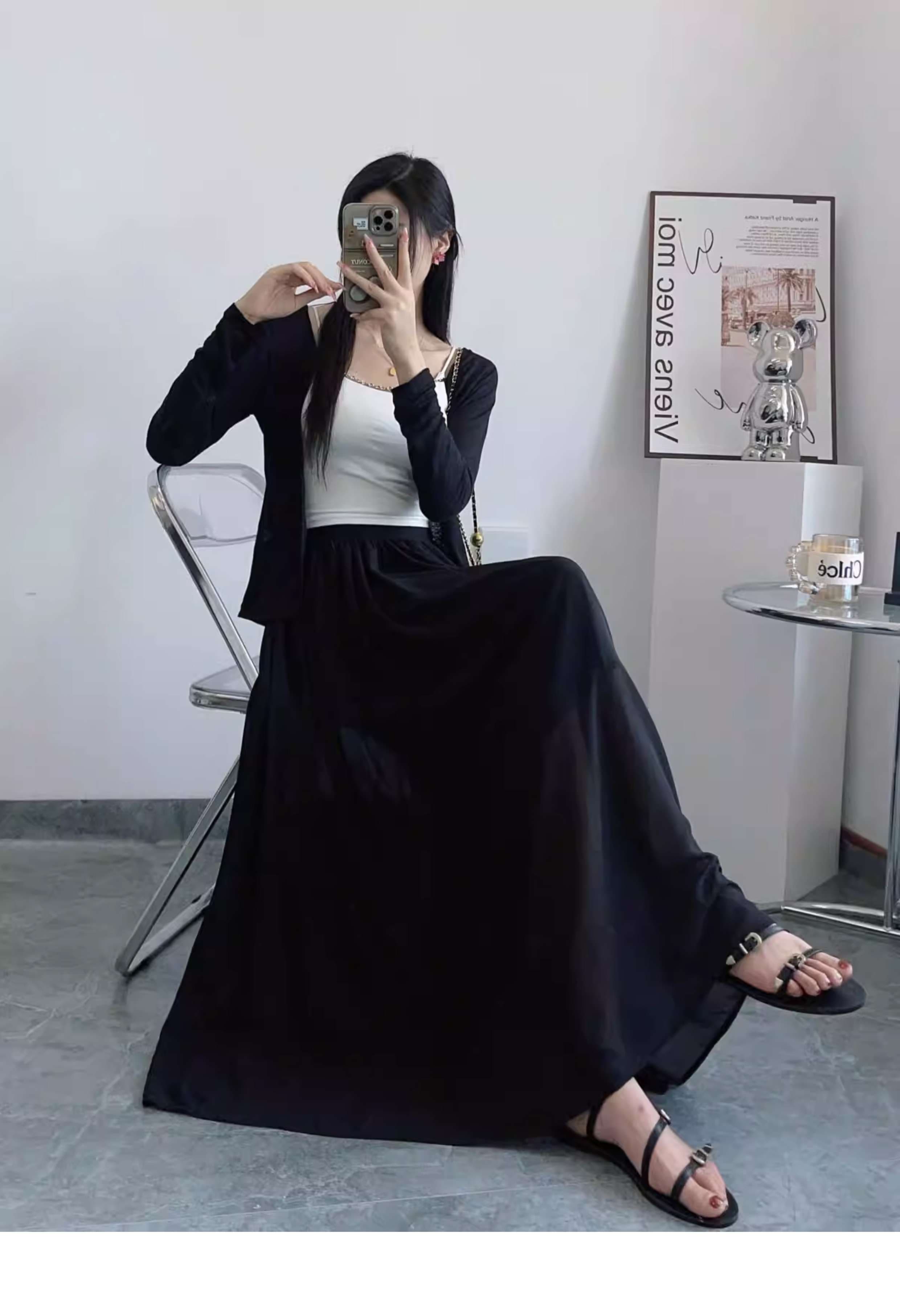 キレイめファッション プリーツロングマキシスカート