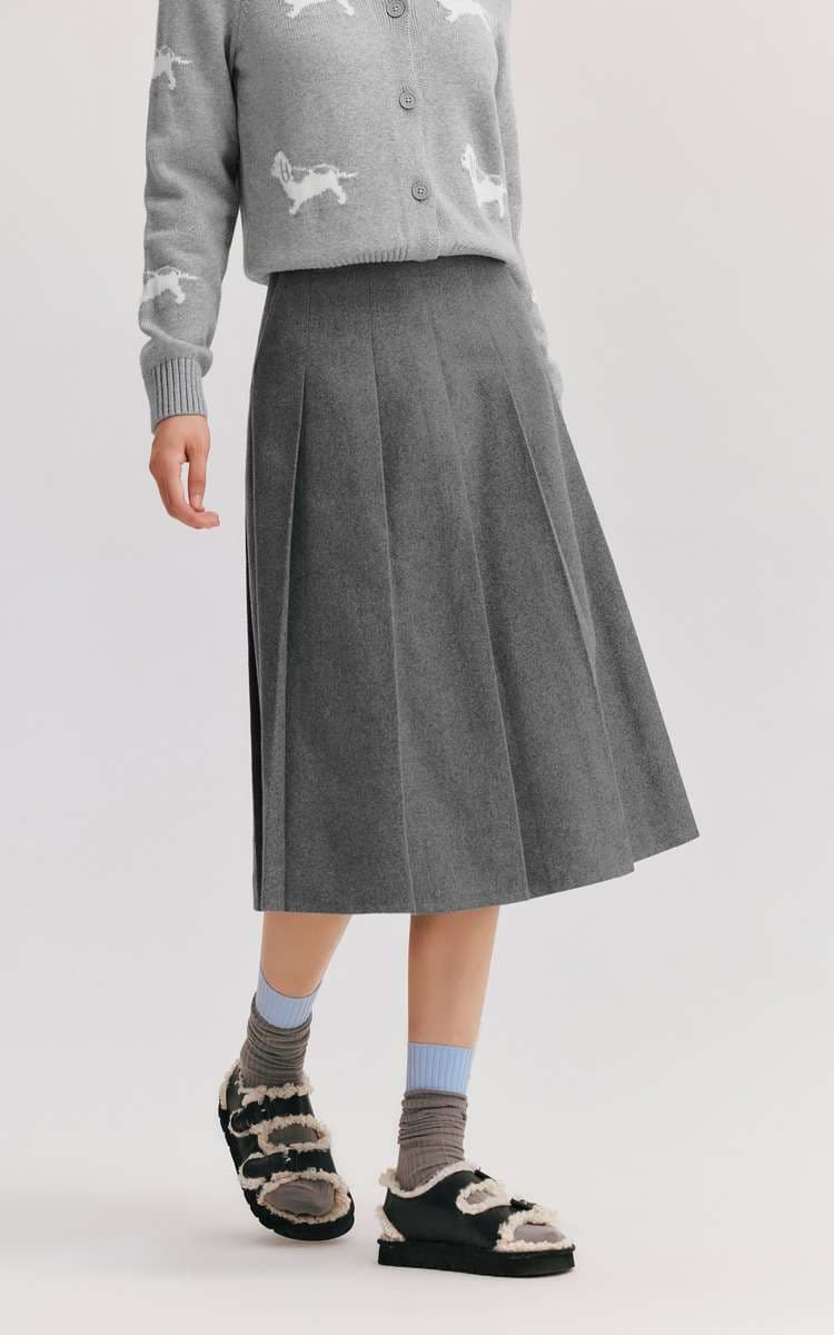 キレイめファッション きれいめウールプリーツミディスカート